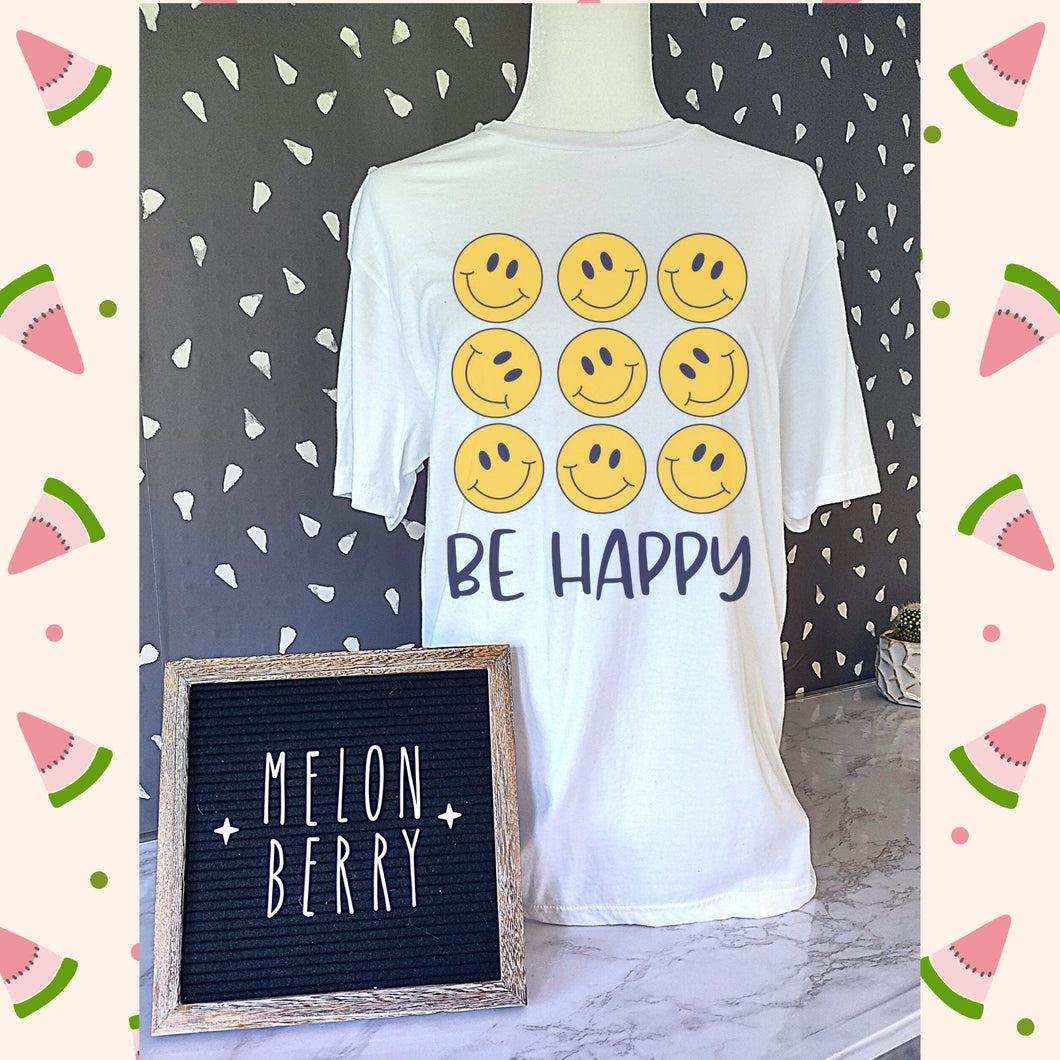 Be Happy Smiley Tee | Smiley | Adult Tee | Youth Tee | Toddler Tee | Smiley Face |