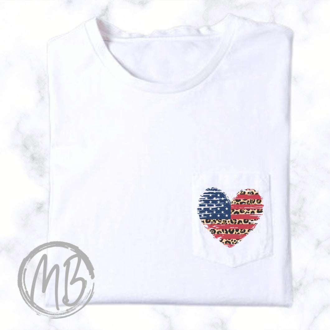 American Heart Pocket Tee | USA | Patriotic | 4th of July | Memorial Day |