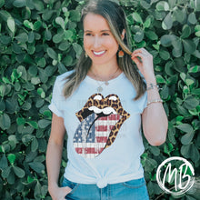 Load image into Gallery viewer, USA Leopard Lips Tank or Tee | USA | Patriotic | 4th of July |
