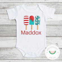 Load image into Gallery viewer, Patriotic Popsicles Tee or Onesie  | Summer | Toddler | Baby | Boy |
