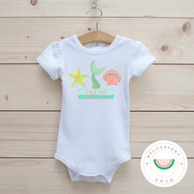 Load image into Gallery viewer, Beach Trio w/Name Ruffle Tee  | Summer | Toddler | Baby | Girl | Beach |
