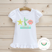 Load image into Gallery viewer, Beach Trio w/Name Ruffle Tee  | Summer | Toddler | Baby | Girl | Beach |
