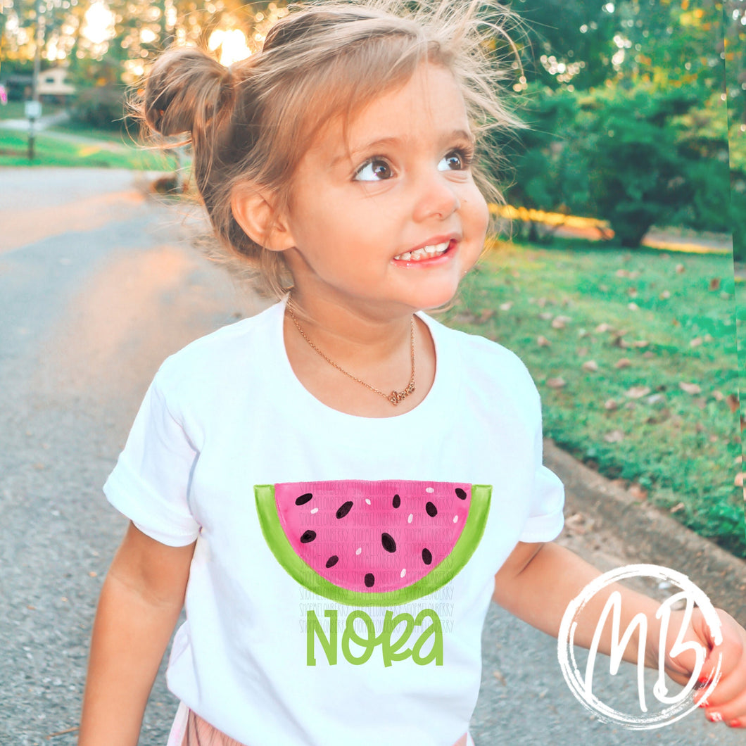 Watermelon w/name Ruffle Tee or Onesie | Summer | Toddler | Baby | Girl | Monogram |