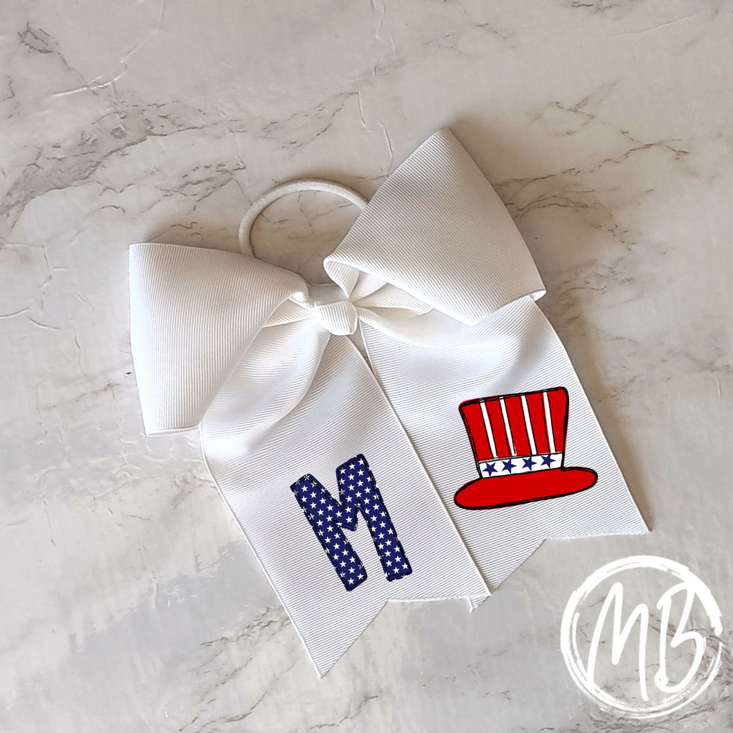 Star Initial w/Hat Bow | Hair Bow | Large Bow | Girl's Bow |