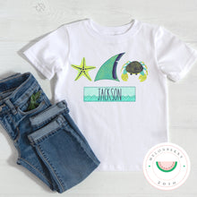 Load image into Gallery viewer, Beach Trio w/Name Tee or Onesie  | Summer | Toddler | Baby | Boy |
