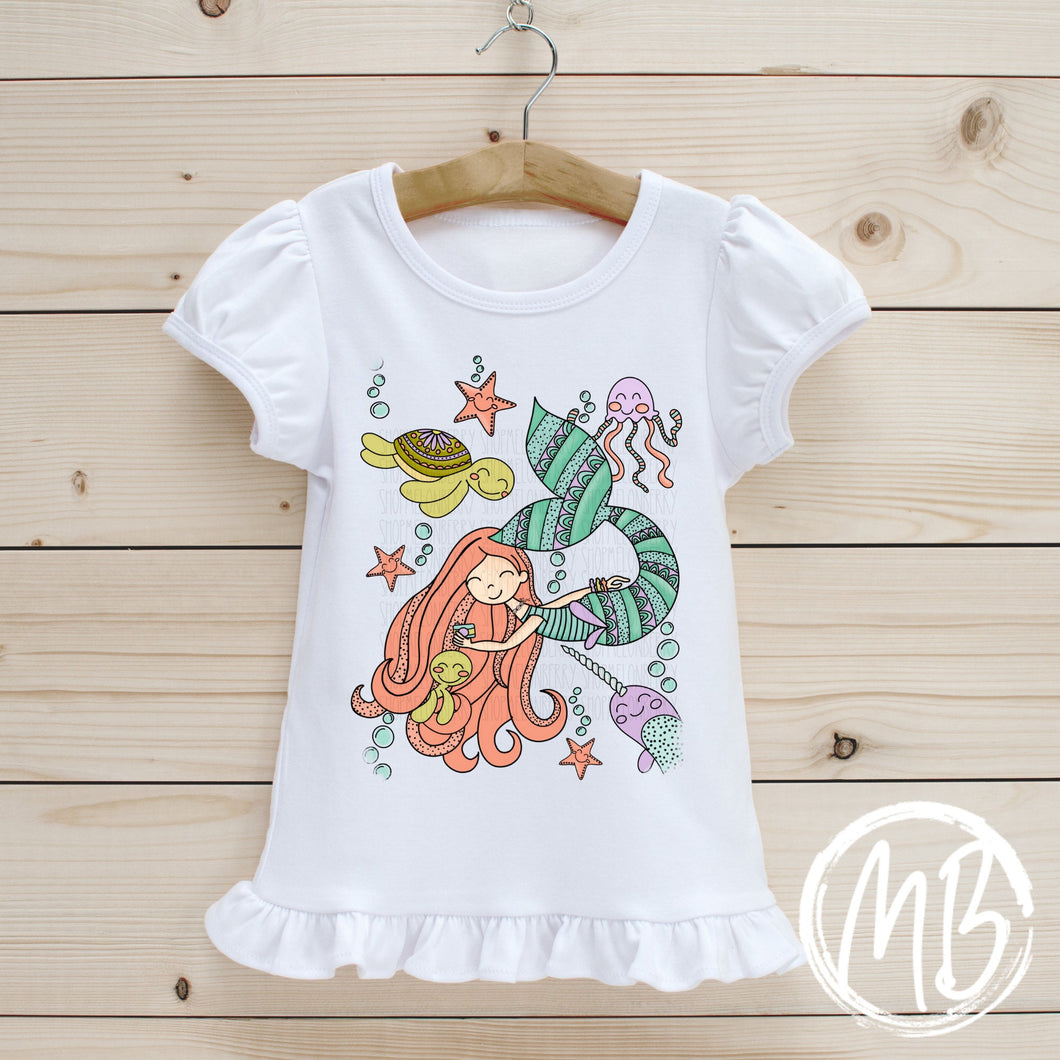 Mermaid Ruffle Tee  | Summer | Toddler | Baby | Girl | Beach |