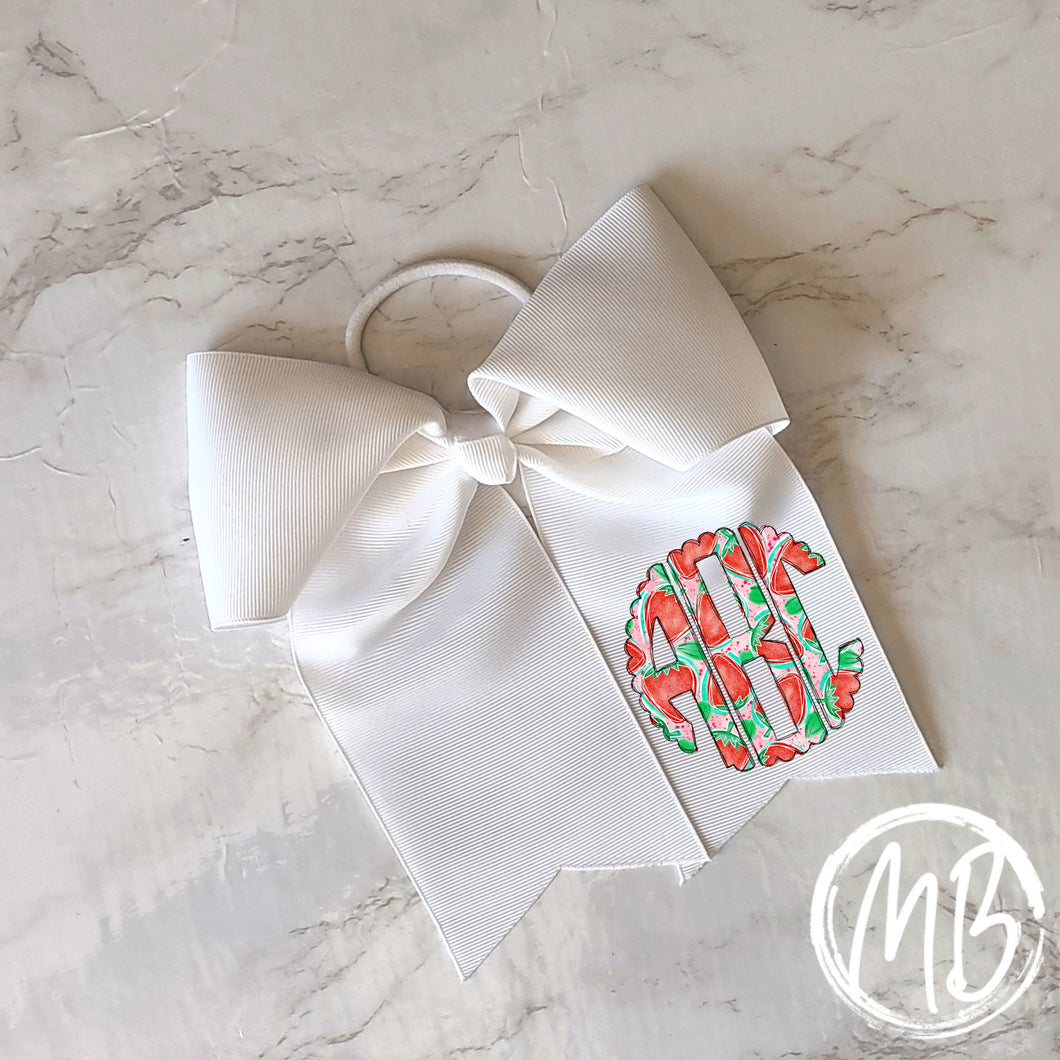 Strawberry Monogram Bow | Hair Bow | Large Bow | Girl's Bow |