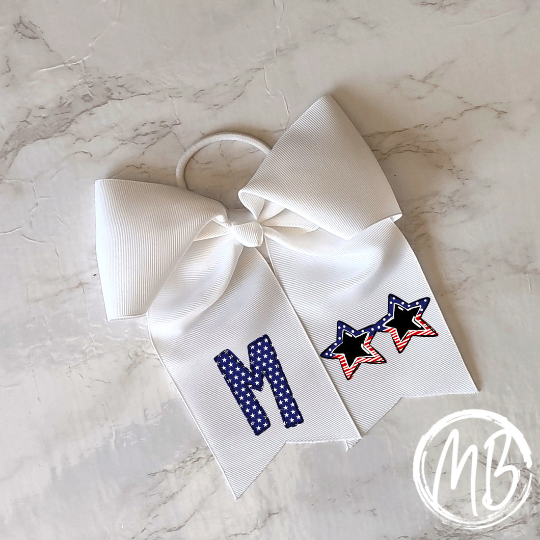 Star Initial w/Sunglasses Bow | Hair Bow | Large Bow | Girl's Bow |