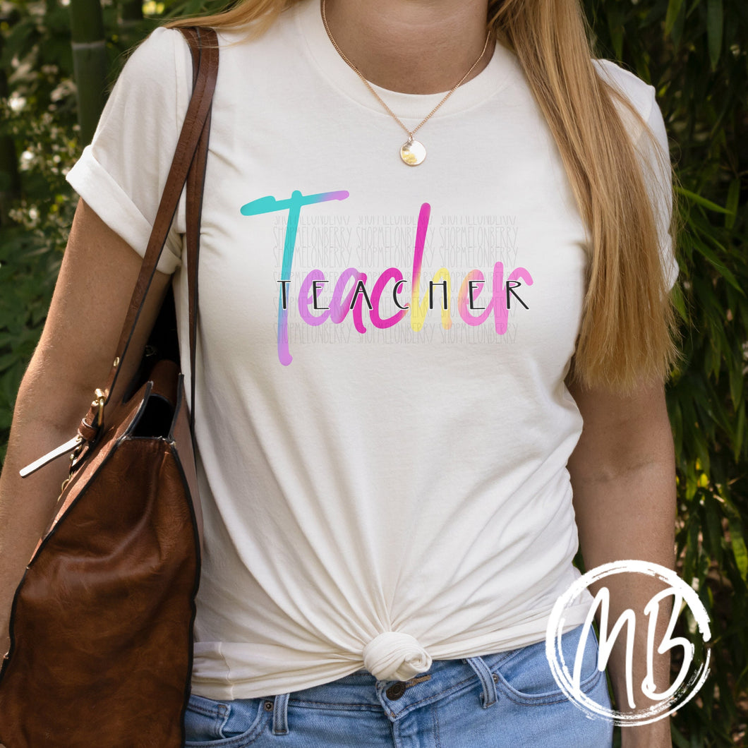 Rainbow Ombre Teacher Tee | School | Women's Tee | Men's Tee | Back-To-School | Youth Tee |