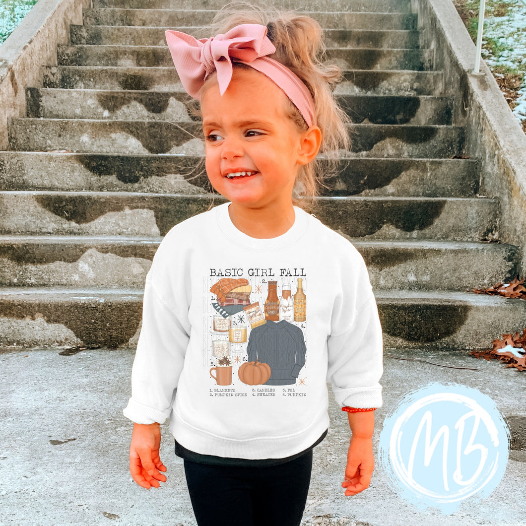 Basic Girl Fall Sweatshirt | Fall | Toddler | Baby | Girl | Pumpkin Spice |
