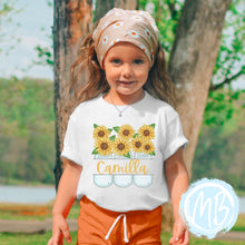 Load image into Gallery viewer, Sunflower w/name Tee | Fall | Toddler | Baby | Girl | Pumpkin |
