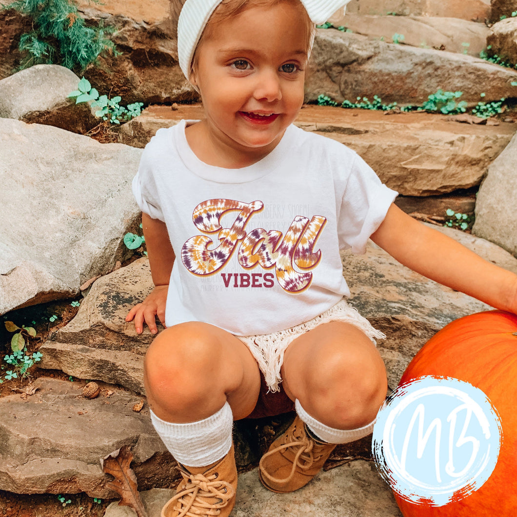 Tie Dye Fall Vibes Tee | Fall | Toddler | Baby | Girl | Pumpkin Spice |