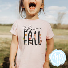 Load image into Gallery viewer, Hello Fall Tee | Fall | Toddler | Baby | Girl | Pumpkin Spice |
