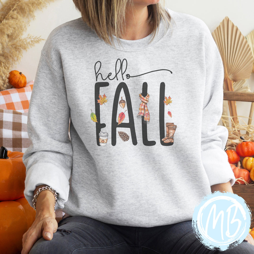 Hello Fall Sweatshirt | Fall | Women's Sweatshirt | Pumpkin Spice |