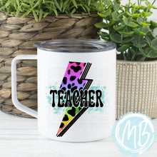Load image into Gallery viewer, Rainbow Leopard Teacher | Skinny Tumbler | Can Cooler | Travel Mug | Stainless Steel |
