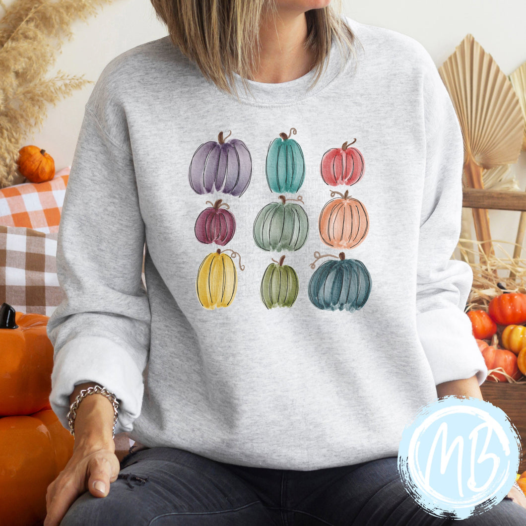 Colorful Pumpkins Sweatshirt | Fall | Women's Sweatshirt | Pumpkin Spice |