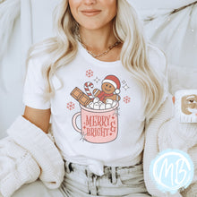 Load image into Gallery viewer, Merry &amp; Bright Tee | Women | Christmas | Santa | Adult |

