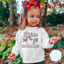 Load image into Gallery viewer, Believe in the Magic Sweatshirt | Christmas | Toddler | Baby | Girl | Santa |
