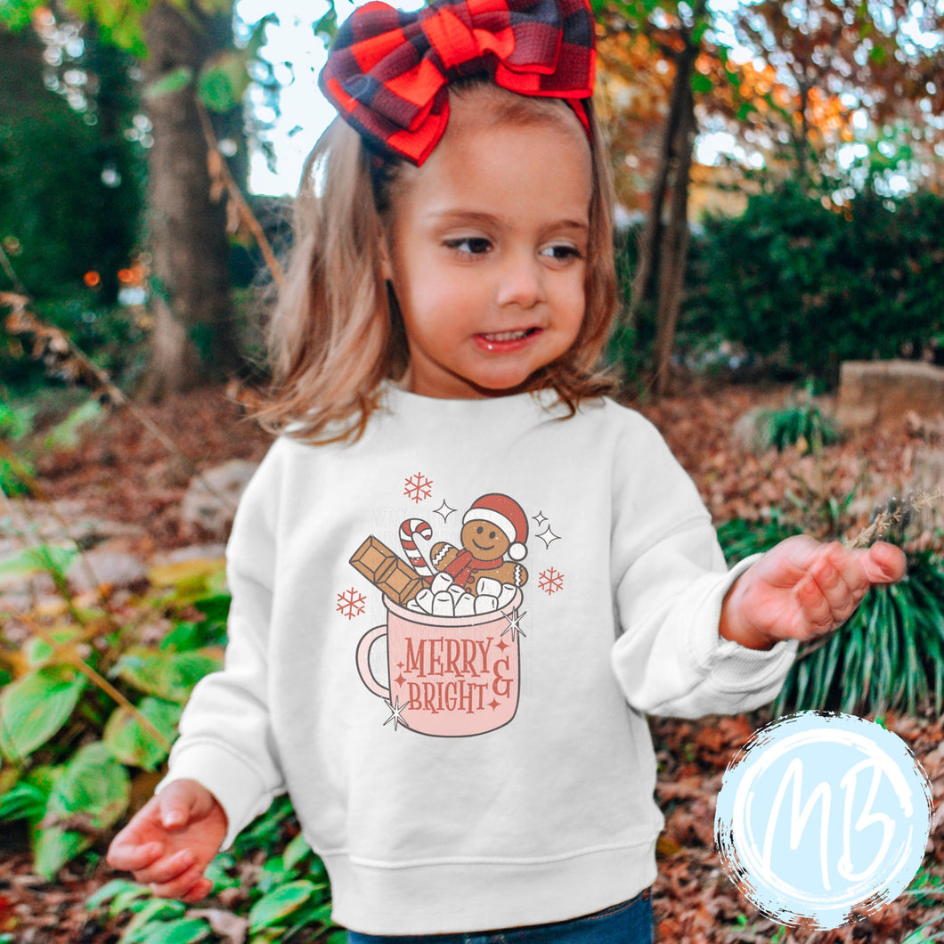 Merry & Bright Sweatshirt | Christmas | Toddler | Baby | Girl | Santa |