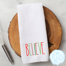 Load image into Gallery viewer, Believe Tea Towel | Christmas Décor | Kitchen Towel | Hand Towel | Santa |
