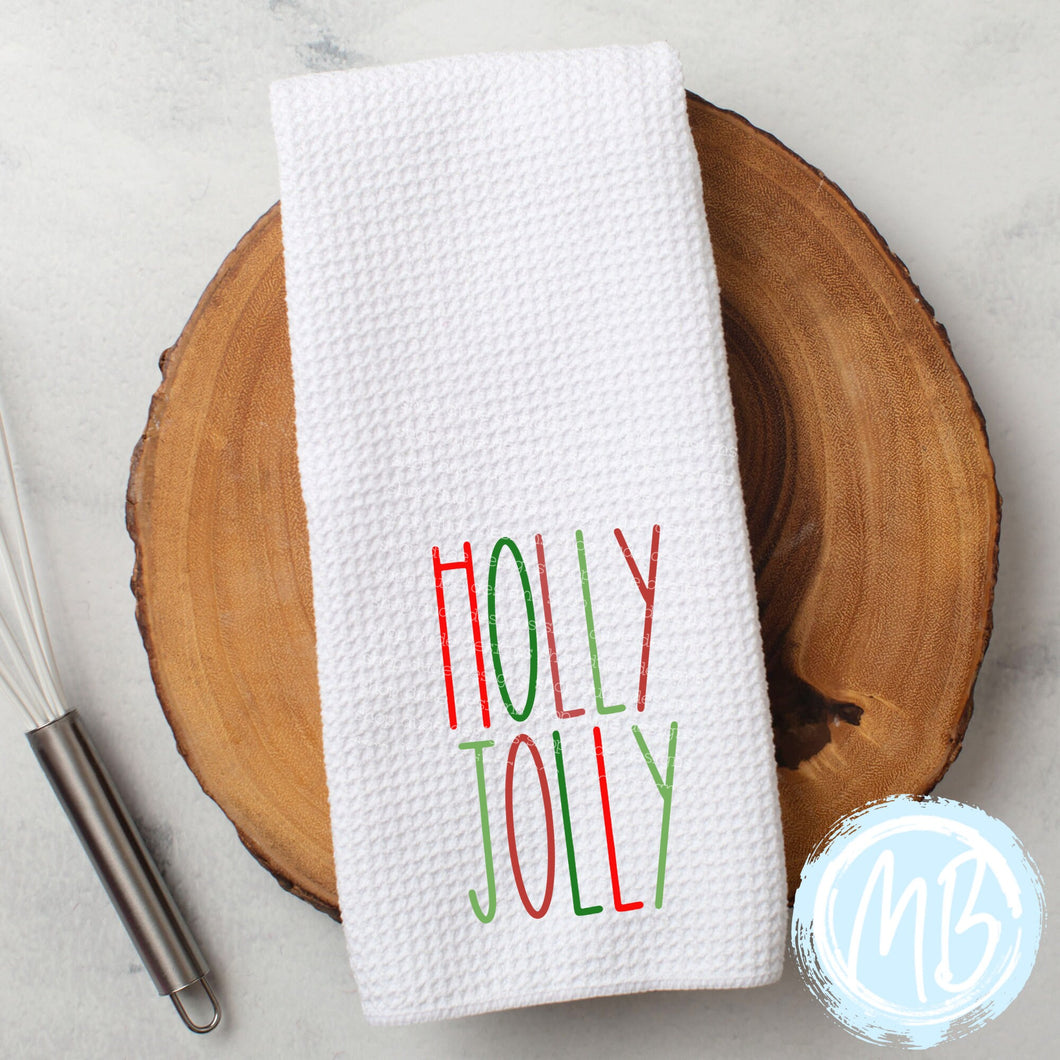 Holly Jolly Tea Towel | Christmas Décor | Kitchen Towel | Hand Towel | Santa |