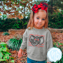 Load image into Gallery viewer, Elephant Gameday Sweatshirt | Fall | Toddler | Baby | Girl | School Spirit | Football |
