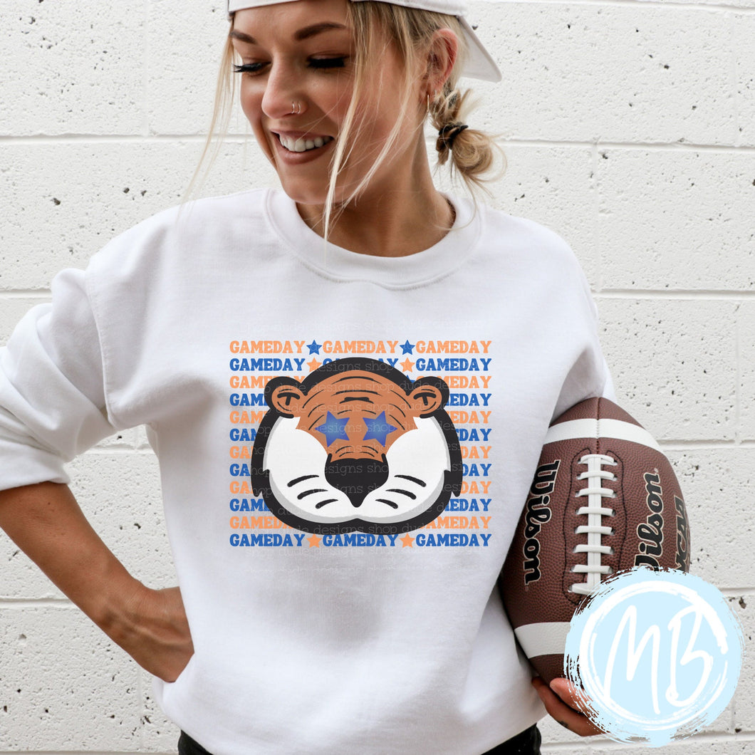 Orange & Navy Tiger Gameday Sweatshirt | School Spirit | Women's Sweatshirt | Youth Sweatshirt | Football | Alabama