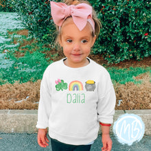 Load image into Gallery viewer, St. Patrick&#39;s Trio Sweatshirt | Spring | Toddler | Baby | Girl | St. Patrick&#39;s Day |
