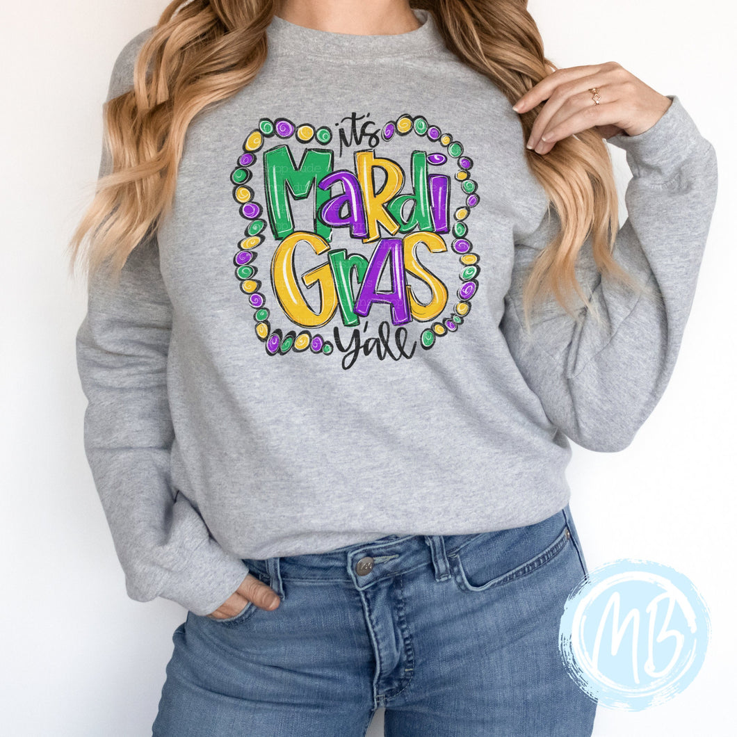 Mardi Gras Y'all Sweatshirt | Mardi Gras | Women's Sweatshirt | Spring |