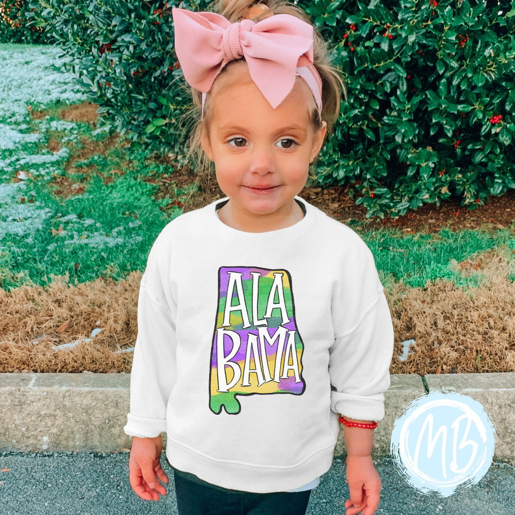 Alabama Mardi Sweatshirt | Spring | Toddler | Baby | Girl | Mardi Gras | Youth |