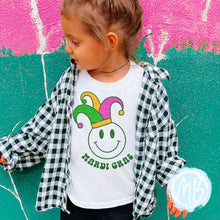 Load image into Gallery viewer, Mardi Gras Smiley Toddler &amp; Youth Tee
