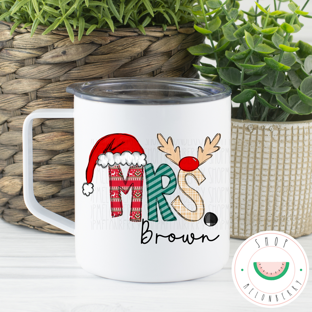 Personalized Mixed Christmas Alpha Can Cooler, Tumbler or Travel Mug