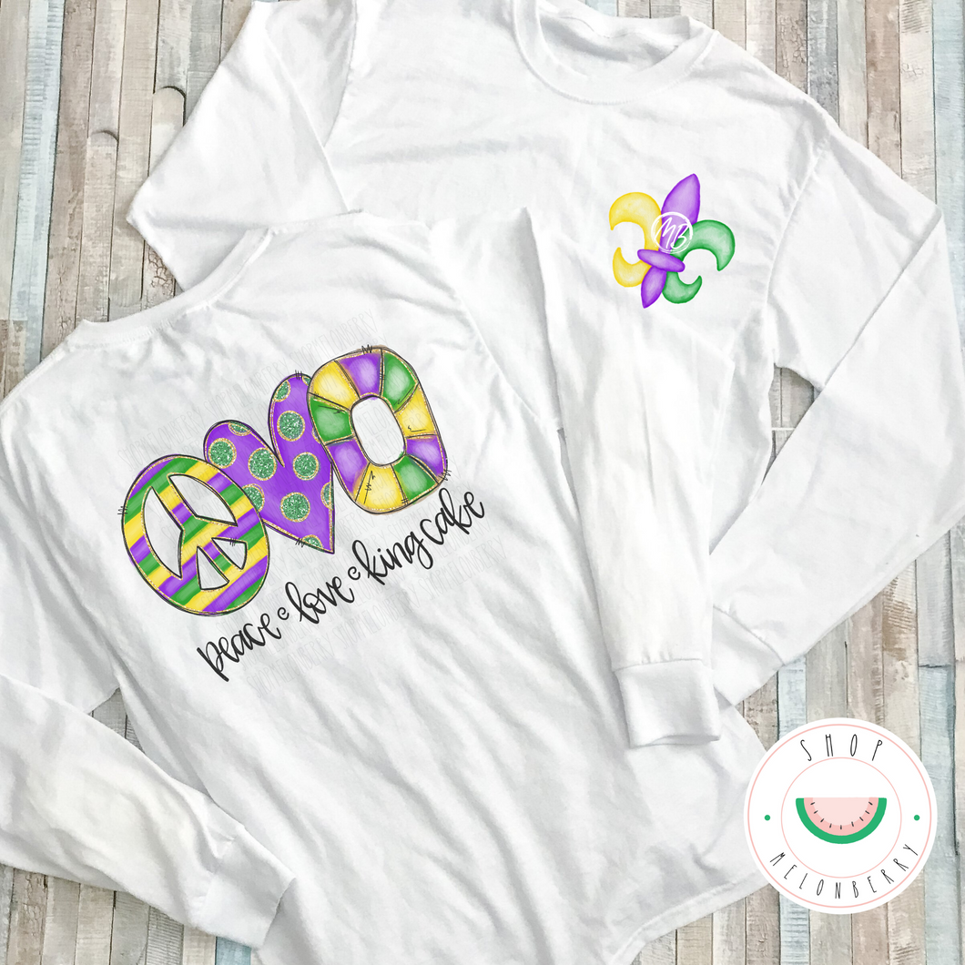 Peace Love Kingcake Toddler, Youth or Adult Tee